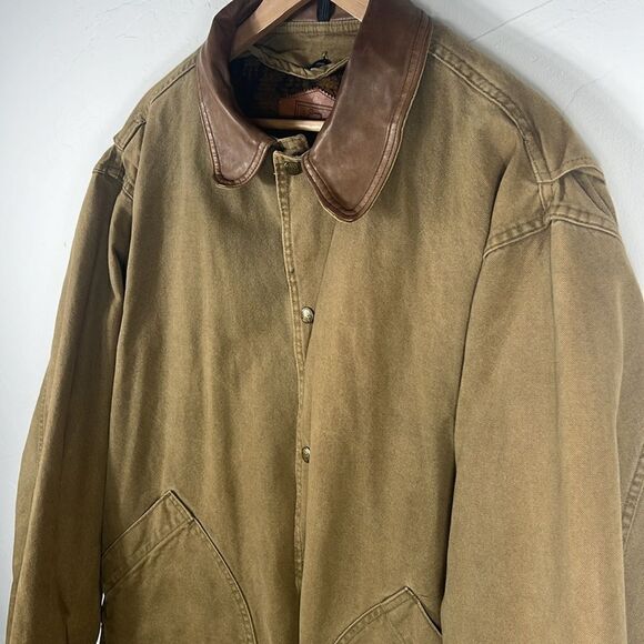 š„Vintage WOOLRICH Denim Wool Blanket Lined CanvasāBarn Aztec Jacket -Sz XL -EUC - Picture 4 of 11
